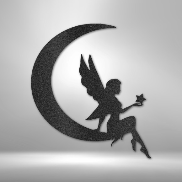 Fairy Moon Steel Sign Laser Cut Powder Coated Home & Office Metal Wall Decor Mul